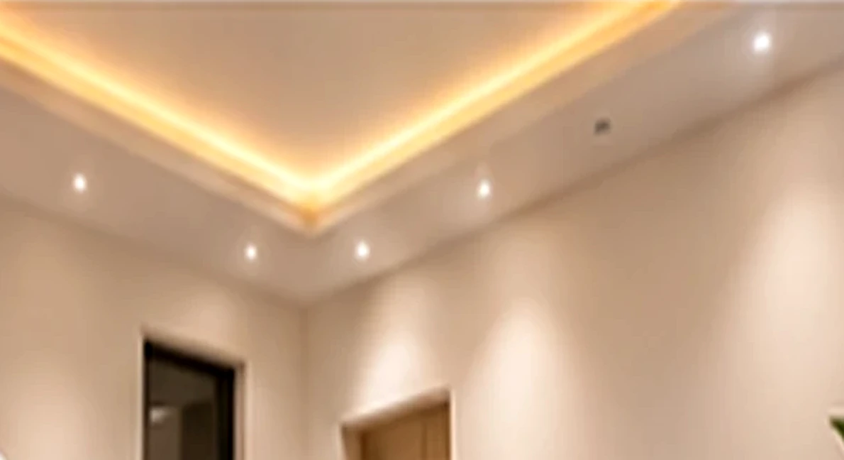 Salón moderno con acabados de interior cuidados